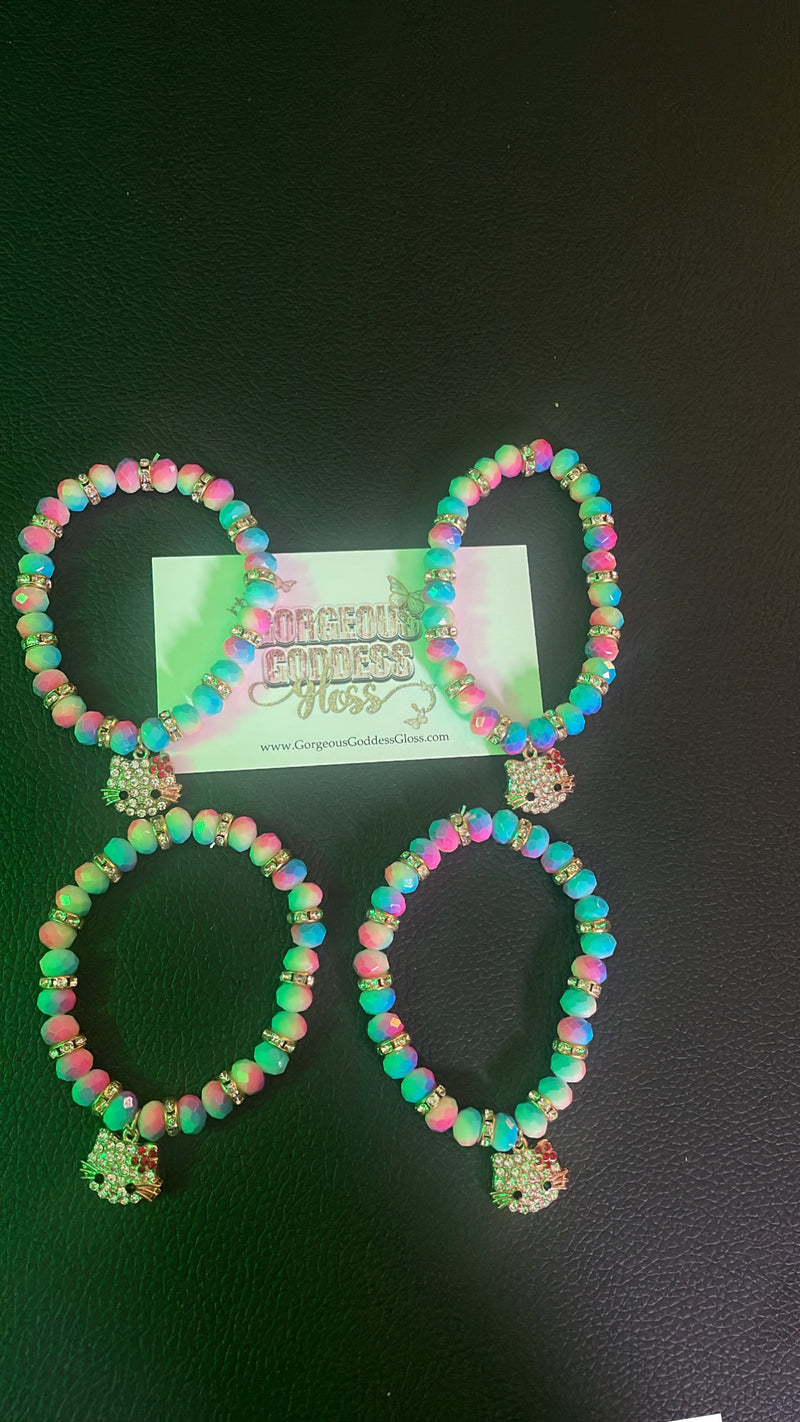 Rainbow Hello Kitty Bling  Bracelet