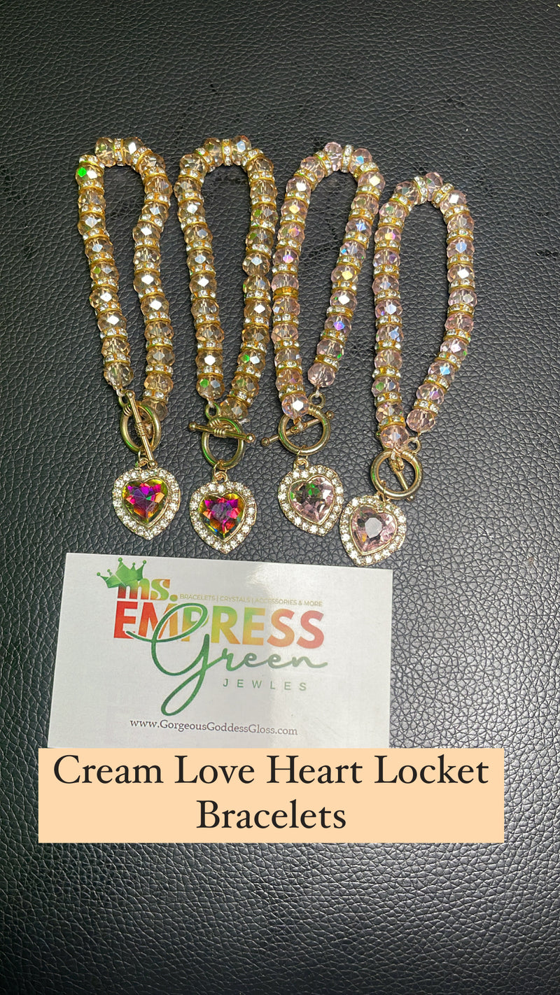 Cream Love Heart Locket Bracelets