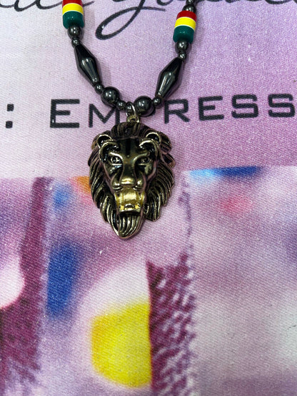 Hematite Lion of Judah chain