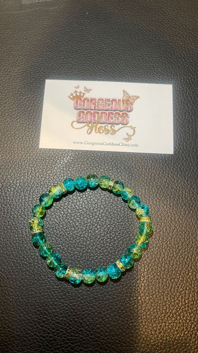 Blue & Green Smily crackle bracelet
