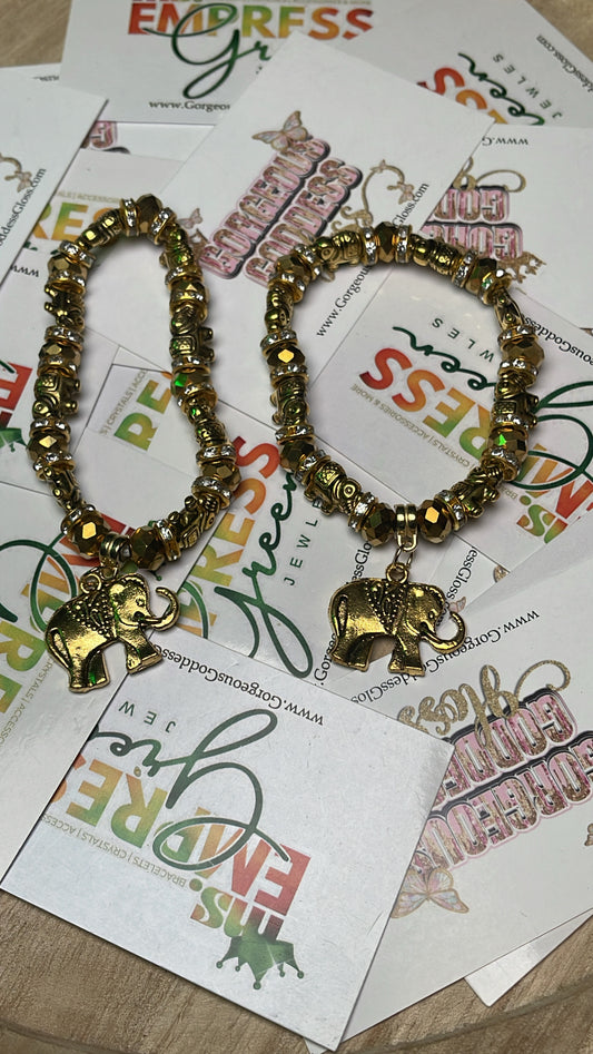 Mama Gold   Elephant  & 8 Babies Fancy Bracelet