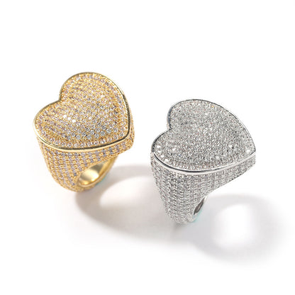 CHUNKY DIAMOND HEART RING