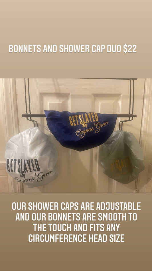 Get Slayed By Empress Shower Cap & Silk Big band Bonnets Duo