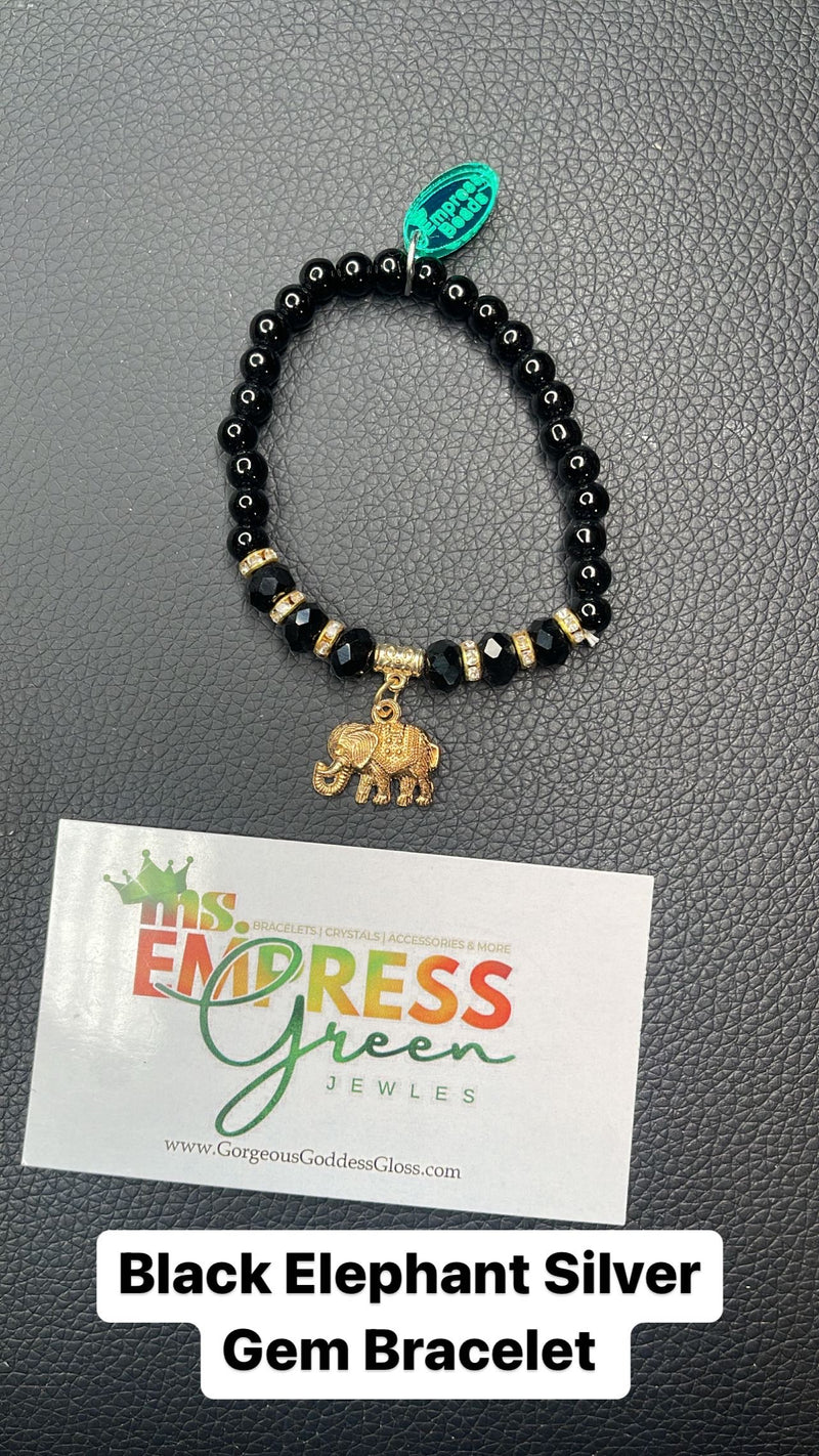 Black Elephant Gold Gem Single Bracelet