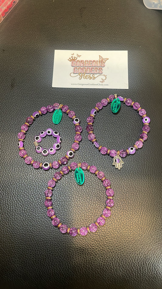 Purple Crackle Evil Eye 🧿 Set