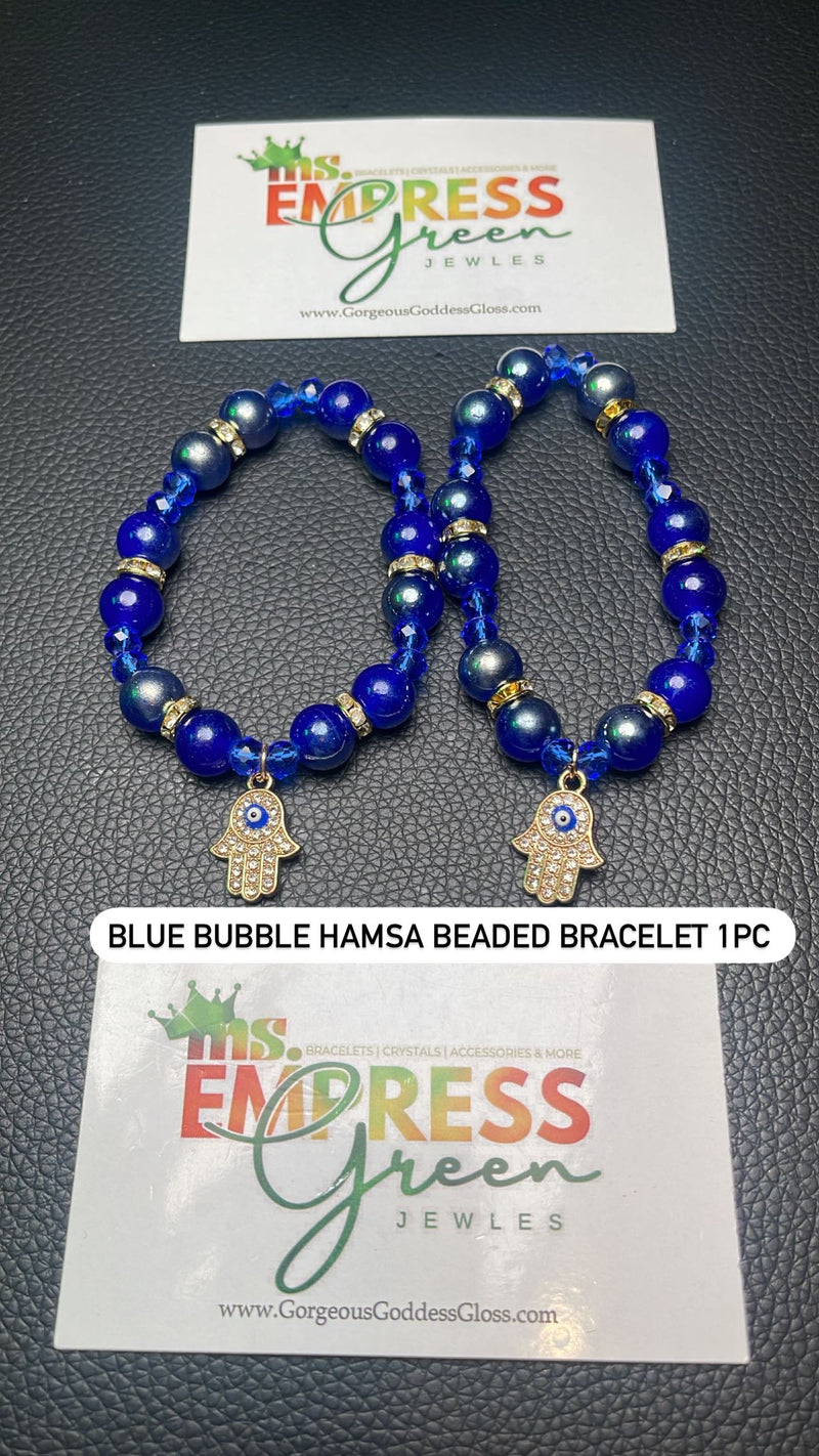 Blue BUBBLE HAMSA BEADED Single BRACELET 1PC