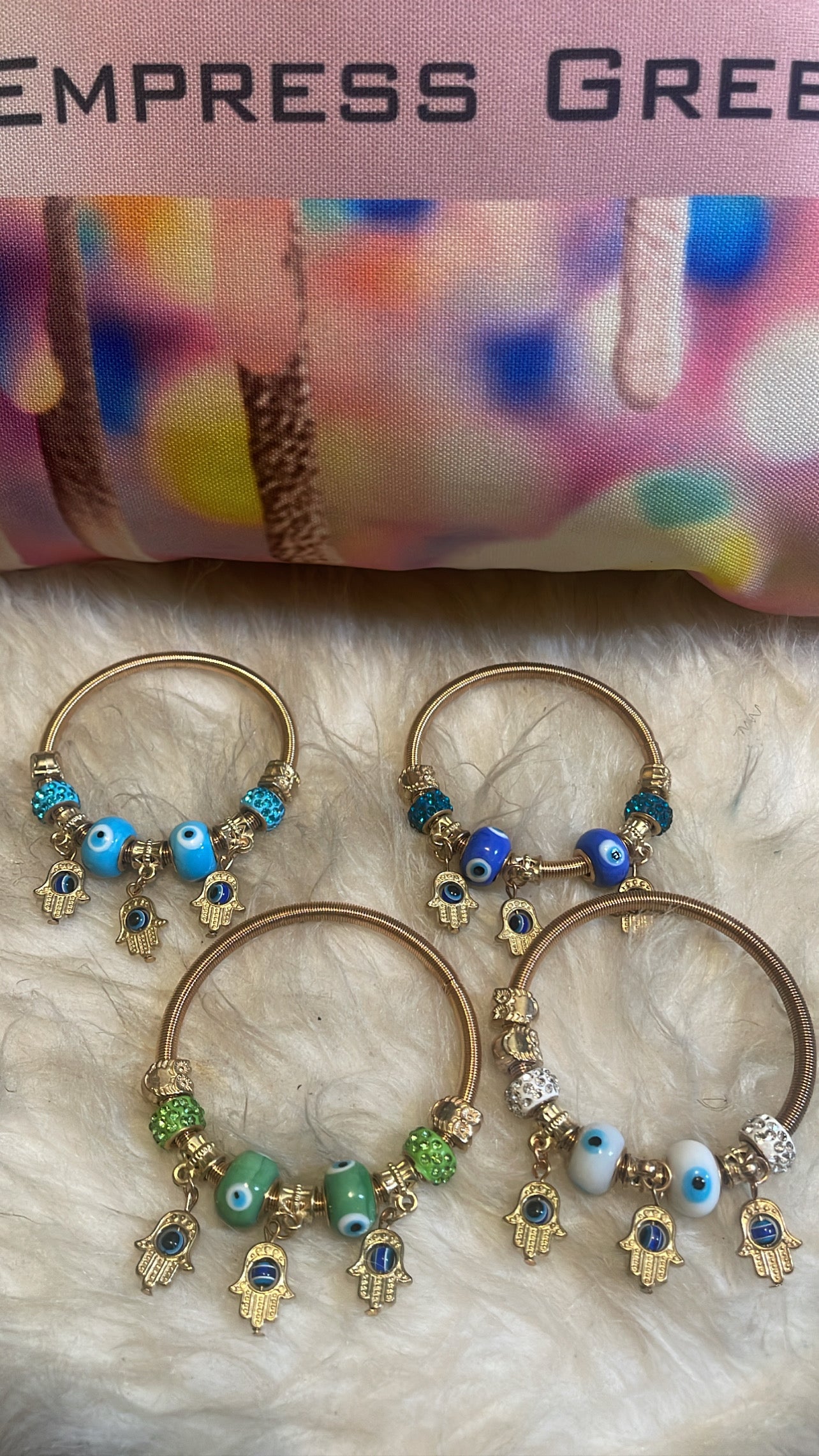 3 Evil Eye Hand Spring Bracelet