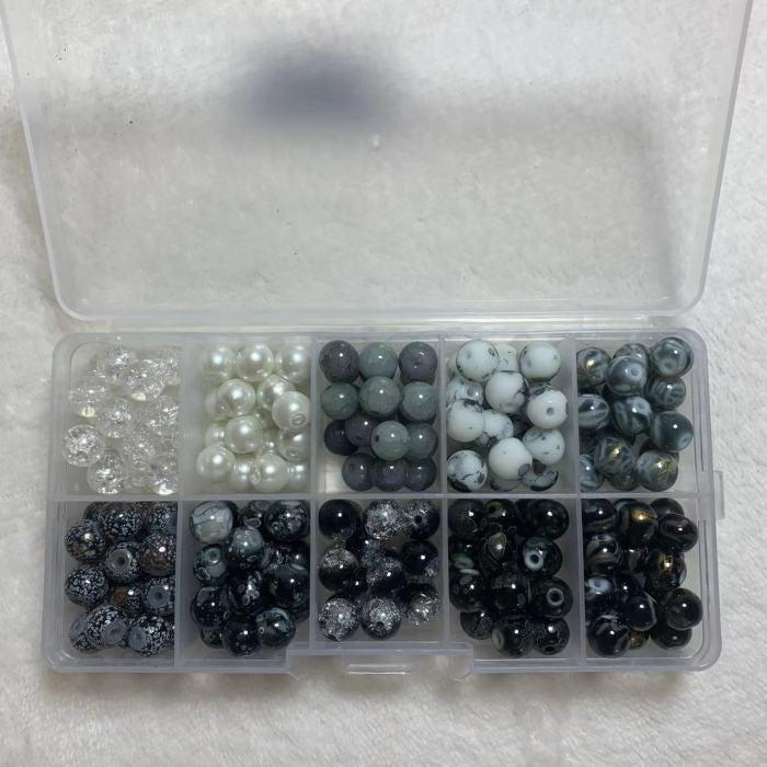 Black 8mm glass beadbox set(200pcs)